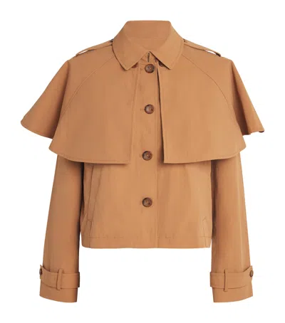 Ulla Johnson River Layered Jacket With Removable Cape In Brown