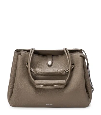 Loewe Large Grained Leather Madrid Shoulder Bag In Brown