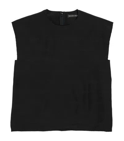 Balenciaga Sleeveless Silk Jacquard Top In Black