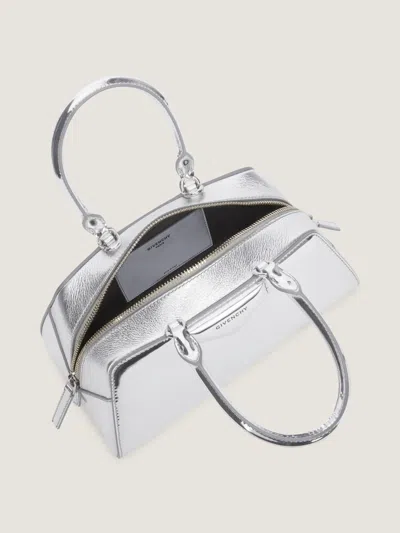 Givenchy Small Antigona East-west Laminated Leather Handbag In Silver