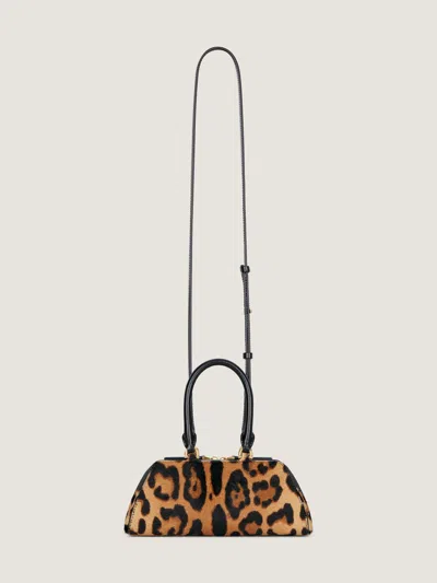 Givenchy Antigona East West Brown Mini Handbag With Animalier Print And Logo Lettering On The Front In Leathe In Animal Print
