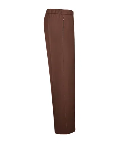 Fabiana Filippi Elastic-waist Side-seam Trousers In Brown