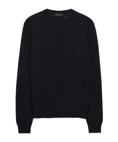 Prada Blue Cashmere Sweater In Black