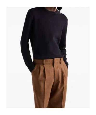 Prada Blue Cashmere Sweater In Black