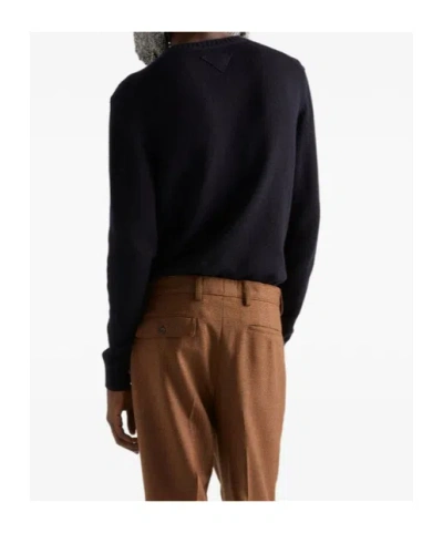 Prada Blue Cashmere Sweater In Black