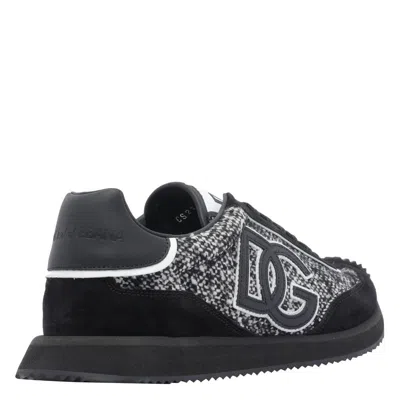 Dolce & Gabbana Low-top Wool Sneakers With Suede Inserts In Black
