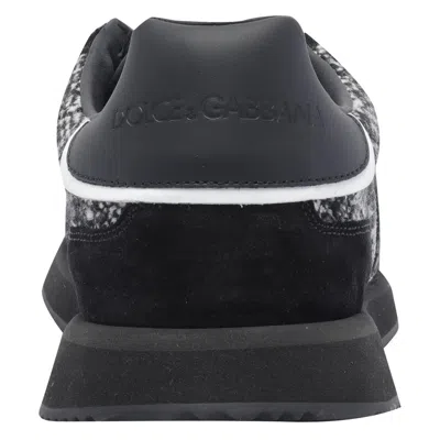 Dolce & Gabbana Low-top Wool Sneakers With Suede Inserts In Black
