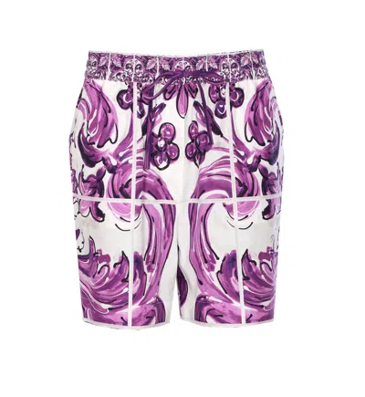 Dolce & Gabbana Women Cotton Shorts With Maiolica Print In Multi