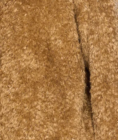 Herno Faux Fur Coat With Leather Belt In Brown