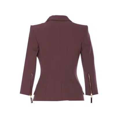 Elisabetta Franchi Bordeaux Jacket Gold-tone Buttons In Brown