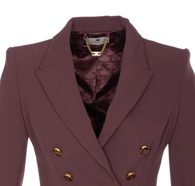 Elisabetta Franchi Bordeaux Jacket Gold-tone Buttons In Brown