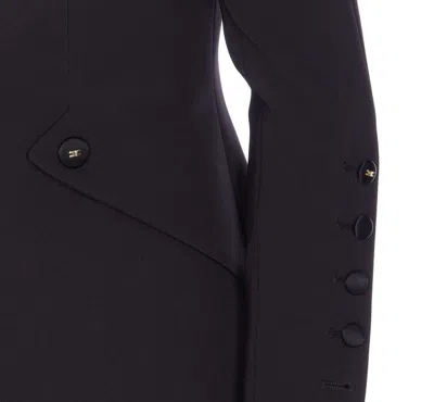 Elisabetta Franchi Tailored Blazer With Satin Lapel In Black