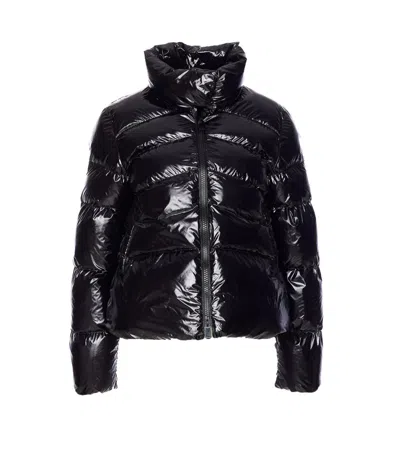Pinko Glossy Nylon Padded Down Jacket In Black