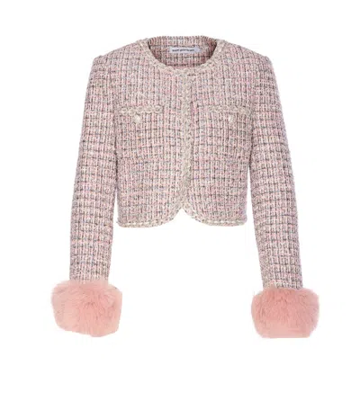 Self-portrait Crystal-embellished Tweed Jacket In Brown