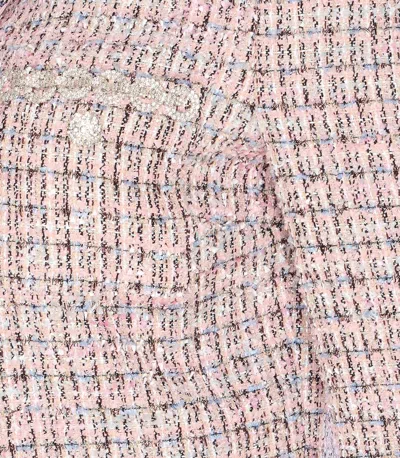 Self-portrait Crystal-embellished Tweed Jacket In Brown