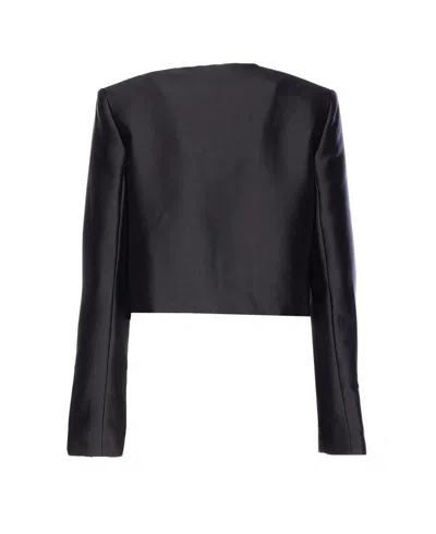 Self-portrait Taffeta Embellished Trim Jacket In Black