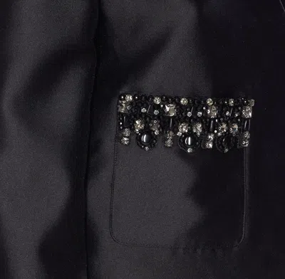 Self-portrait Taffeta Embellished Trim Jacket In Black
