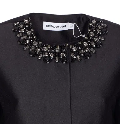 Self-portrait Taffeta Embellished Trim Jacket In Black