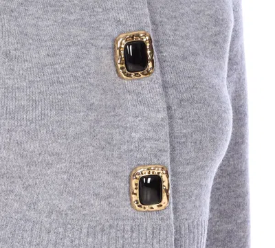 Self-portrait Jewelled-button Wool Cardigan In Blue