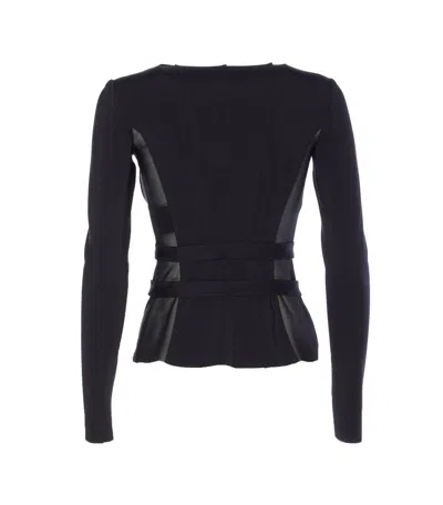 Elisabetta Franchi Corset-detail Long-sleeve T-shirt In Black