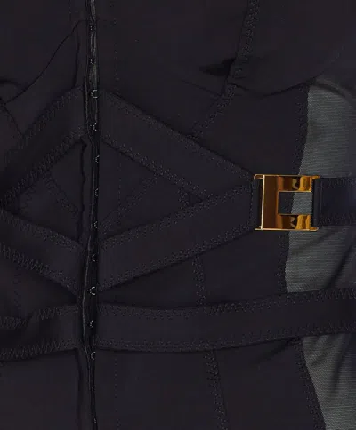 Elisabetta Franchi Corset-detail Long-sleeve T-shirt In Black