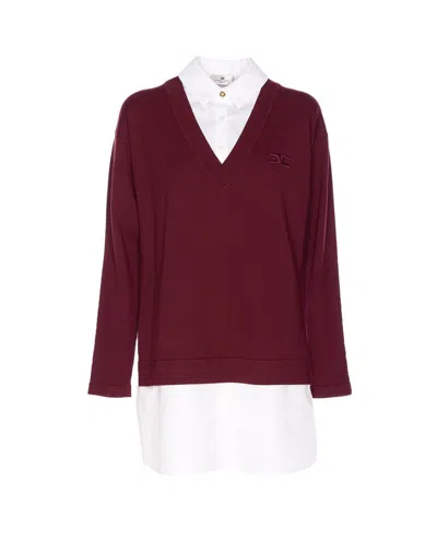 Elisabetta Franchi Viscose And Cotton Poplin Knit Dress In Brown