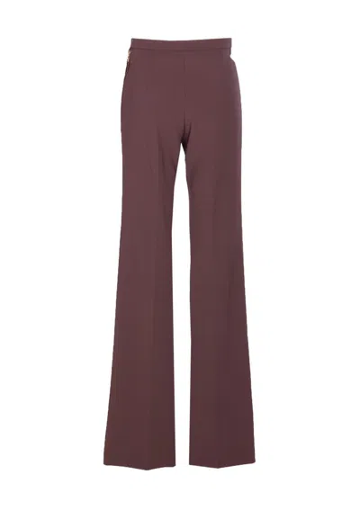 Elisabetta Franchi Flared Leg Trousers Gold-tone Buttons In Brown