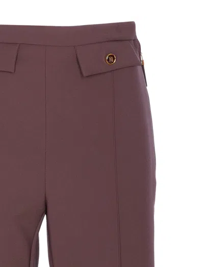 Elisabetta Franchi Flared Leg Trousers Gold-tone Buttons In Brown