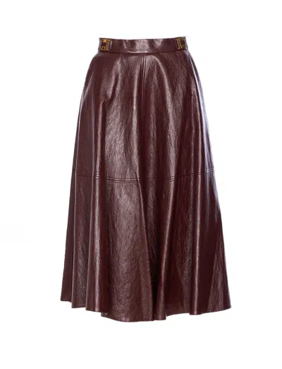 Elisabetta Franchi A-line Silhouette Skirt With Metallic Buckle Detail In Burgundy