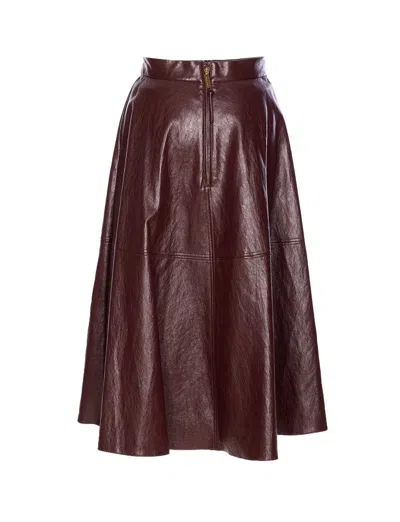 Elisabetta Franchi A-line Silhouette Skirt With Metallic Buckle Detail In Burgundy