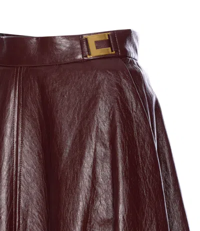 Elisabetta Franchi A-line Silhouette Skirt With Metallic Buckle Detail In Burgundy