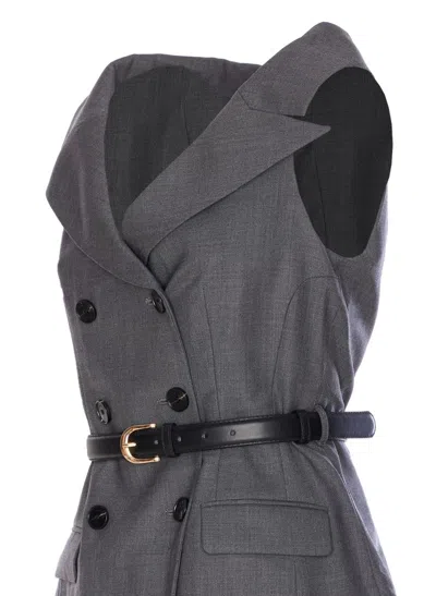 Self-portrait Grey Wool Tailored Midi Dress Clothing In Gray