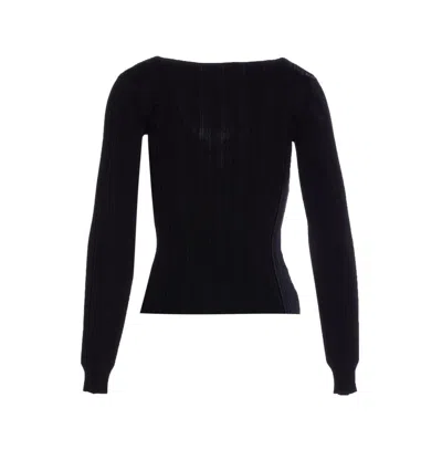 Self-portrait Black Lace Trim Knit Top Tops Black In Black