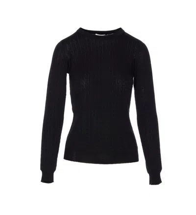 Elisabetta Franchi Crewneck Knitwear All-over Pattern In Black