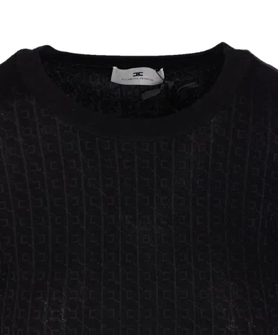 Elisabetta Franchi Crewneck Knitwear All-over Pattern In Black