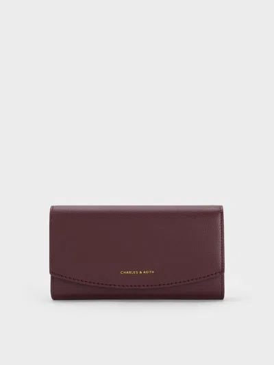 Charles & Keith - Briony Curved Flap Long Wallet In Red