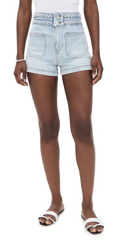 Veronica Beard Jean Elijah Patch Pocket Shorts With Braids Pale Stone In Gray