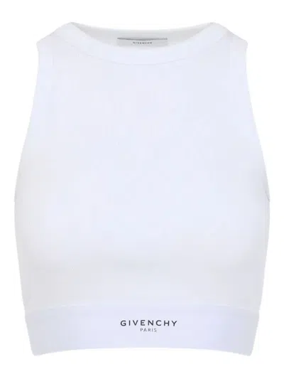 Givenchy Ribbed Top With Logo Band In White