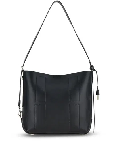 Hogan Hocket Small Leather Hobo Bag In Black