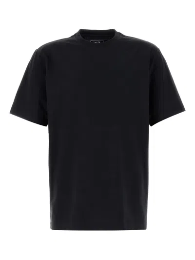 Y-3 Adidas Back Print Short Sleeved Cotton T-shirt Clothing In Black