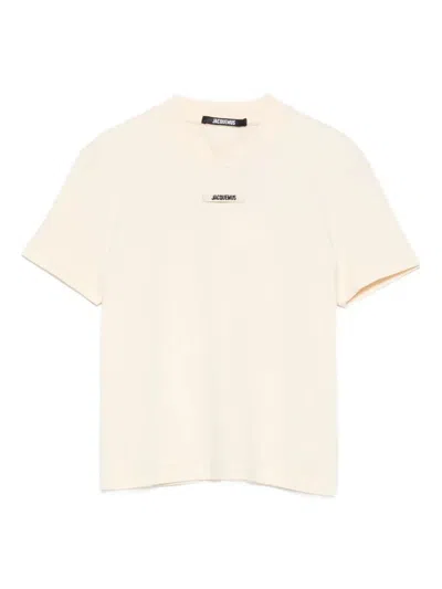 Jacquemus T-shirt With Gros Grain Logo In Neutral