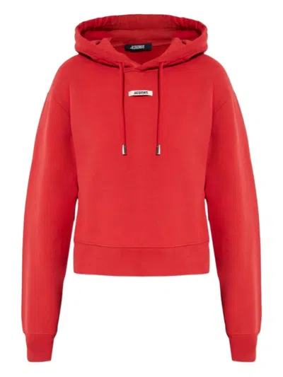 Jacquemus Le Hoodie Gros Grain Cotton Hoodie In Red
