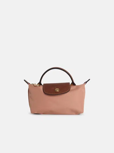 Longchamp Clutch Bag With 'le Pliage Original' Handle In Pink Polyamide In Pink