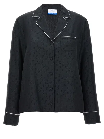 Off-white Off White Embroidered Silk Blend Pyjama Shirt In Black