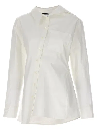 Jacquemus Pablo Asymmetric Button-up Shirt In White
