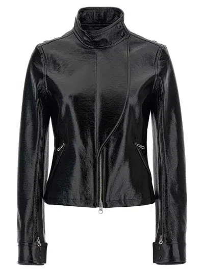 Courrèges Motorcycle Vinyl' Jacket In Black
