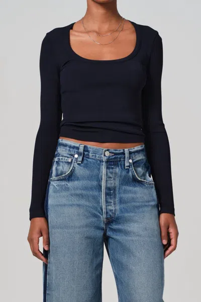 Citizen Of Humanity Rumi Scoop Neck Top In Navy In Blue