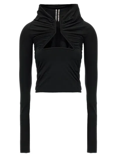Rick Owens Black Geometric Cut-out Top In Black