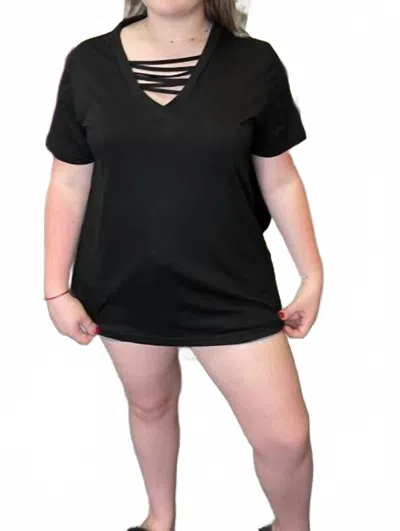 Shirley Stone Strappy Criss Cross Top In Black In Black