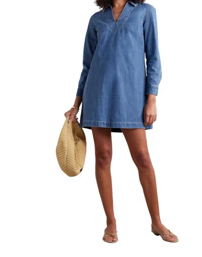 Veronica Beard Wasta Long Sleeve Denim Minidress In Blue